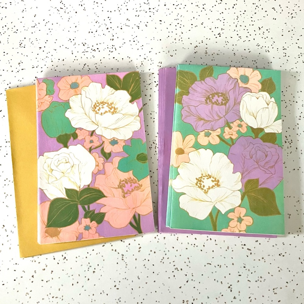 Vintage 60’s mod floral blank notecards stationary set